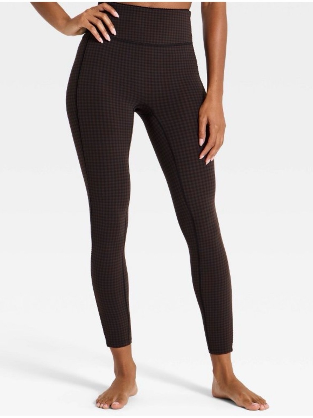 All In Motion High Waist Black/Brown Gingham 7/8 Legging